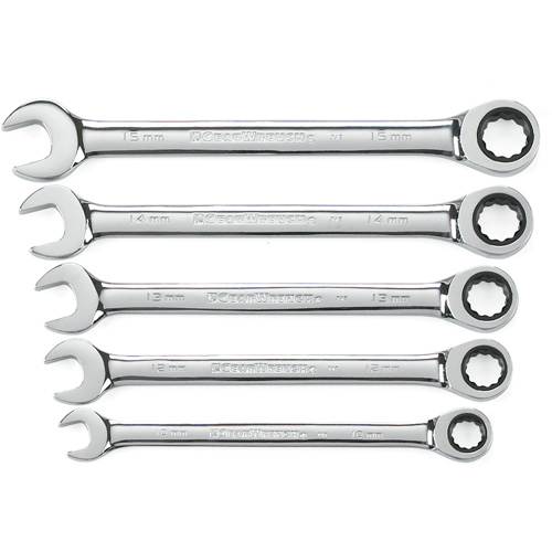 72-Tooth 12 Point Ratcheting Wrench Set, Combination, 5 Pieces, Metric Equipment World