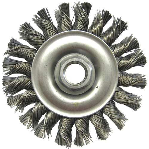 Wire Wheel Brushes, 4" Dia., 0.02" Fill, 5/8"-11 Arbor, Steel Equipment World