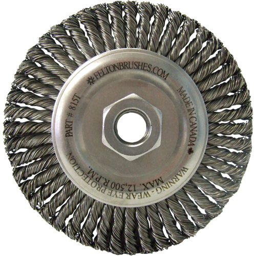 Wire Wheel Brushes, 5-7/8" Dia., 0.02" Fill, 5/8"-11 Arbor, Steel Equipment World