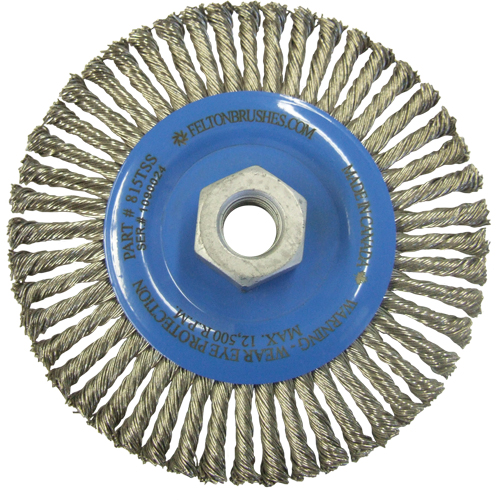 Wire Wheel Brushes, 5-7/8" Dia., 0.02" Fill, 5/8"-11 Arbor, Stainless Steel Equipment World