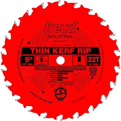 TCS Industrial Saw Blade - Rip/Crosscut Thin Kerf, 9", 22 Teeth, Wood Use Equipment World