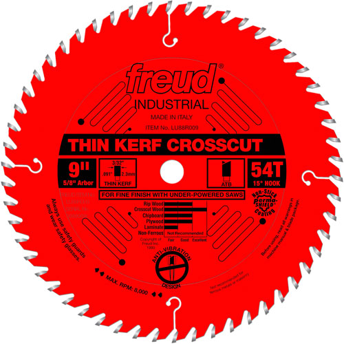 TCS Industrial Saw Blade - Rip/Crosscut Thin Kerf, 9", 54 Teeth, Wood Use Equipment World