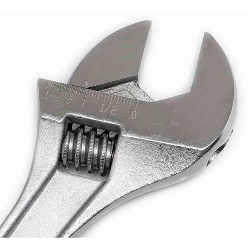 Adjustable Tapered Handle Wrench - Carded, 15" L, 1-11/16"/43 mm Max Width, Chrome/Polished Equipment World