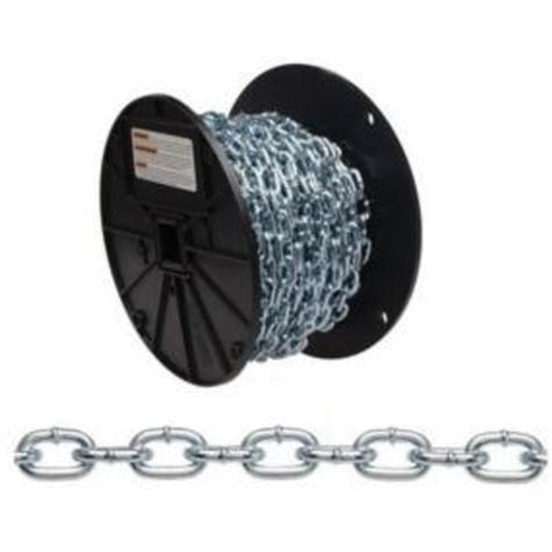 Straight Link Machine Chain, Low Carbon Steel, #4 x 100' (30.4 m) L, 215 lbs. (0.1075 tons) Load Capacity Equipment World