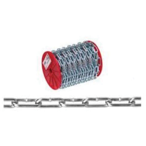 Straight Link Coil Chain, Low Carbon Steel, #4 x 100' (30.4 m) L, 205 lbs. (0.1025 tons) Load Capacity Equipment World
