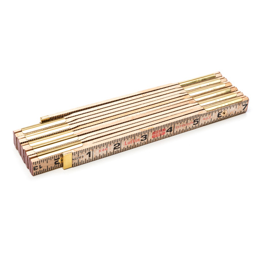 Red End&reg; Rule with Two 6" Slide Rule Extensions, 6' L, Wood, 1/16" Graduations Equipment World