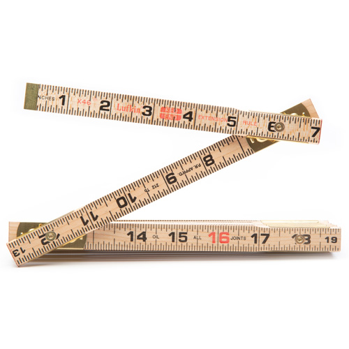 Red End&reg; Rule with Two 6" Slide Rule Extensions, 6' L, Wood, 1/16" Graduations Equipment World