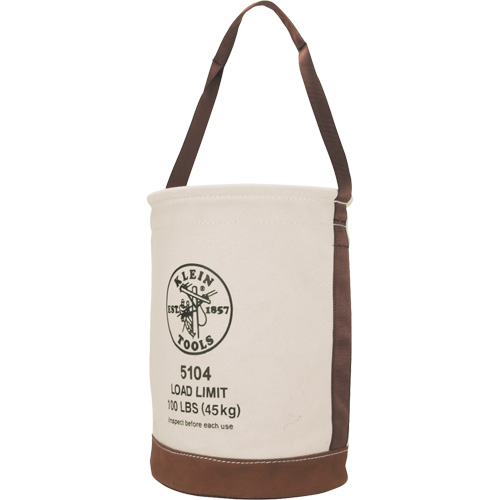 Bucket with Leather Bottom, 17" H, Canvas, Beige Equipment World