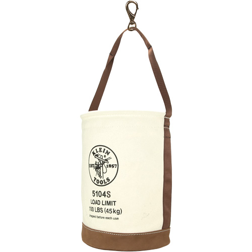 Leather-Bottom Bucket, 17" H, Canvas, White Equipment World