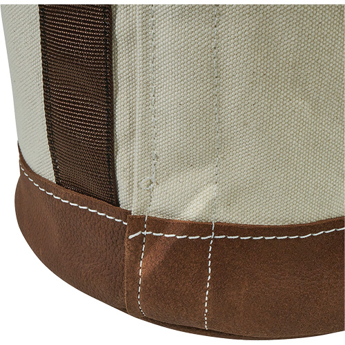 Leather-Bottom Bucket, 17" H, Canvas, White Equipment World