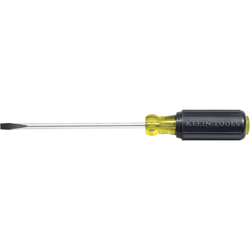 Slot Cabinet Tip Screwdriver, 1/4" Tip, Round, 10-11/32" L, Cushion Grip Handle Equipment World
