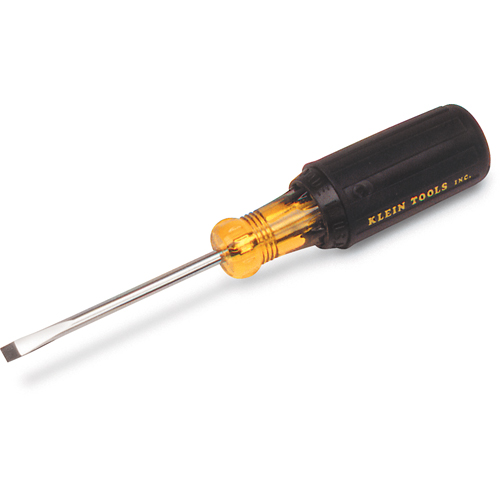 Slot Cabinet Tip Screwdriver, 3/16" Tip, Round, 6-3/4" L, Cushion Grip Handle Equipment World