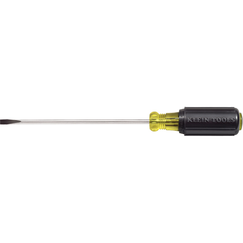 Slot Cabinet Tip Screwdriver, 3/16" Tip, Round, 9-3/4" L, Cushion Grip Handle Equipment World