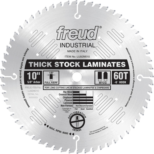 Industrial Saw Blade - Chipboard, 10", 60 Teeth, Laminate Use Equipment World