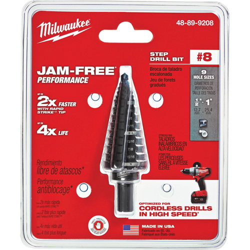 Foret &eacute;tag&eacute; no 8, 1/2" - 1", Incr&eacute;ments de 1/16", Acier rapide Equipment World