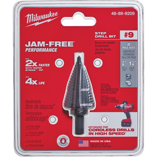 #9 Step Drill Bit, 7/8" - 1-1/8" , High Speed Steel Equipment World