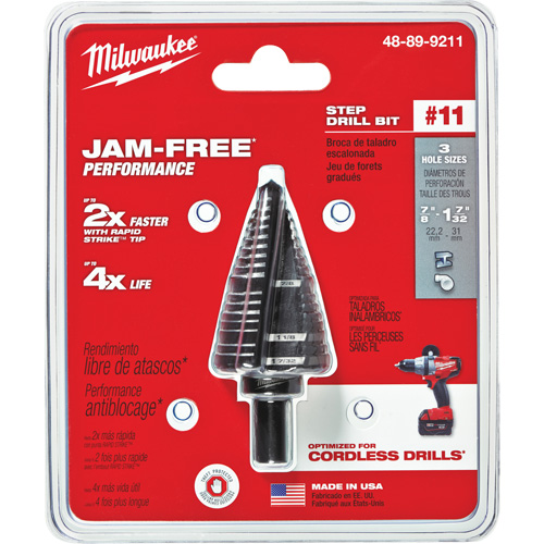 Foret &eacute;tag&eacute; no 11, 7/8" - 1-7/32", Acier rapide Equipment World