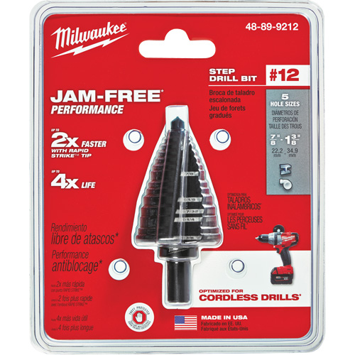 #12 Step Drill Bit, 7/8" - 1-3/8" , High Speed Steel Equipment World