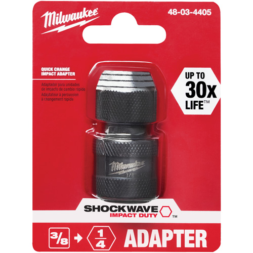 Shockwave Impact Driver Square to Hex Socket Adapter, Impact, 1/4" Drive, 3/8" Socket, 1.875" L Equipment World