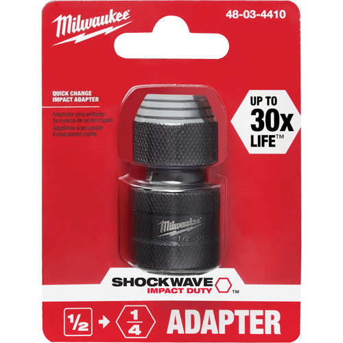 Shockwave Impact Driver Square to Hex Socket Adapter, Impact, 1/4" Drive, 1/2" Socket, 1.875" L Equipment World