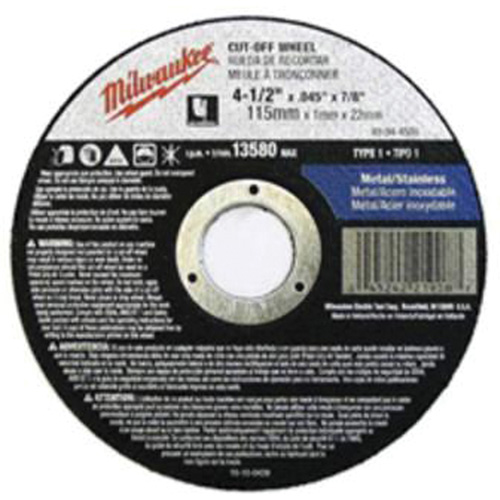 Depressed Centre Cut-Off Wheels, 5" x 0.045", 7/8" Arbor, Type 27, Aluminum Oxide, 13580 RPM Equipment World