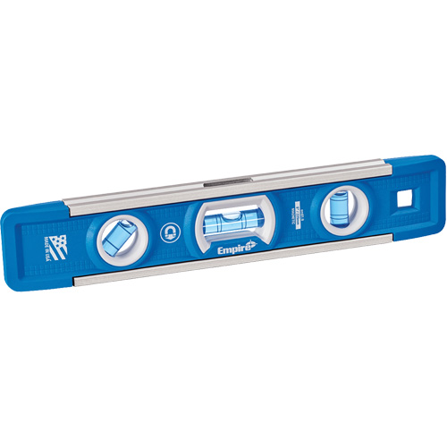 True Blue&reg; Torpedo Level, 9" L, Aluminum, 3 Vials, Magnetic Equipment World