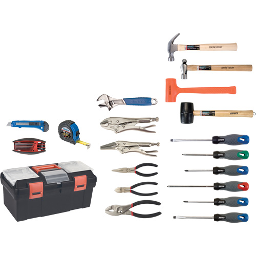 Jeu d'outils essentiels avec coffret en plastique, 28 morcea Equipment World