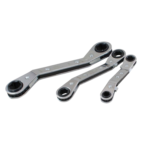 Offset Wrench Set, Ratcheting Box, 3 Pieces, Metric Equipment World