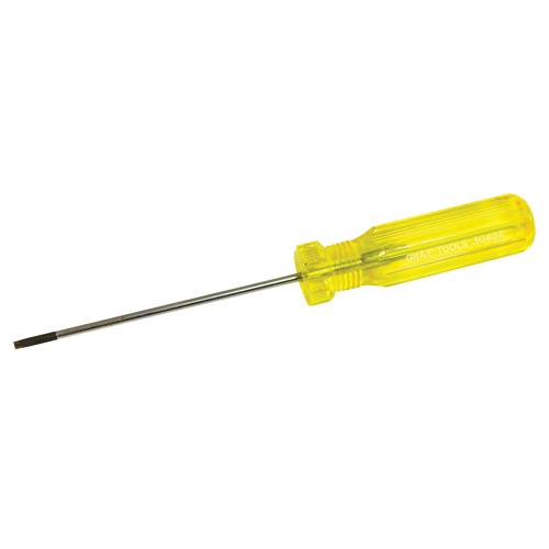 Electrician's Slotted Screwdriver, 1/8" Tip, Round, 7-1/4" L, Plastic Handle Equipment World