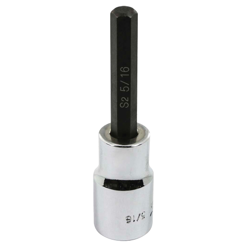 Bit Socket, Hex, 5/16" x 3-1/4" L, 1/2" Square Drive Drive Equipment World