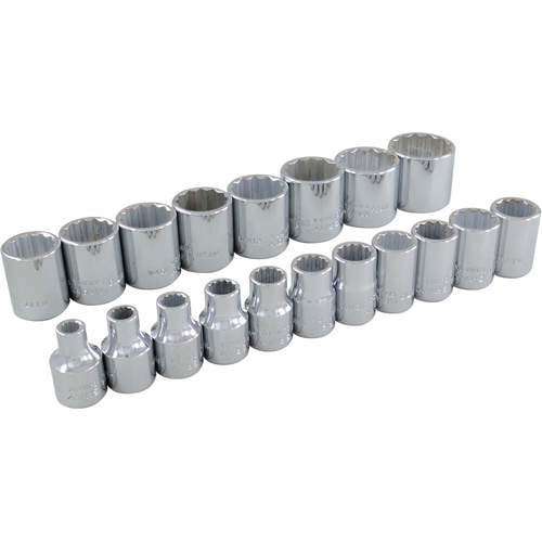 Socket Set, 19 Pcs, 3/8" Drive Size Equipment World