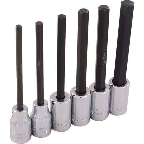 Hex Head Socket Set, Hex, 3/8" Drive, 6 Pcs Equipment World