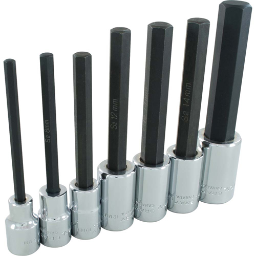 Extra Long Hex Head  Socket Set, Hex, 1/2" Drive, 7 Pcs Equipment World