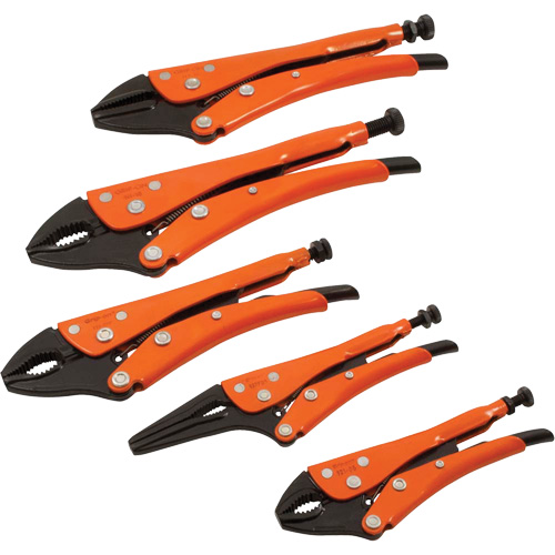 Straight Curved & Long Nose Locking Pliers Set, 5 Pieces Equipment World