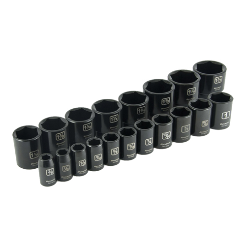 SAE Socket Set, 19 Pcs, Impact, 1/2" Drive Size Equipment World