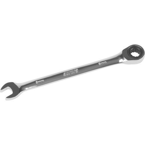 Metric Ratcheting Combination Wrench, 12 Point, 8 mm, Chrome Finish Equipment World