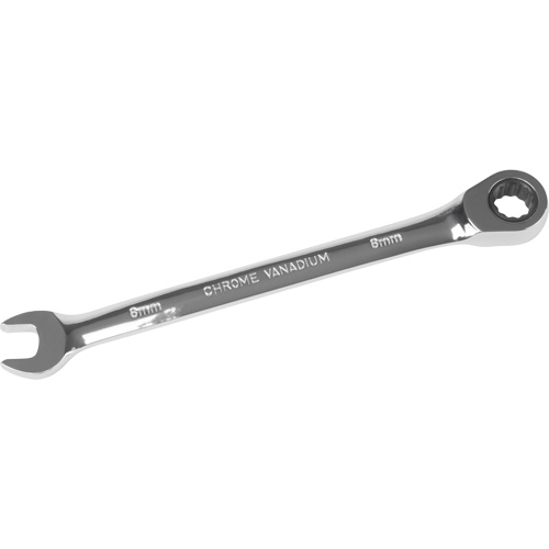 Metric Ratcheting Combination Wrench, 12 Point, 8 mm, Chrome Finish Equipment World
