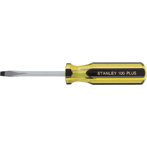 100 PLUS&reg; Standard Slotted Tip Screwdriver, 3/16" Tip, Round, Plastic Handle Equipment World