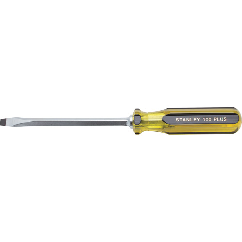 100 PLUS&reg; Standard Slotted Tip Screwdriver, 5/16" Tip, Square, 11-1/8" L, Plastic Handle Equipment World