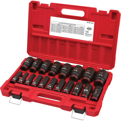Shockwave Impact Duty SAE 6 Point Socket Set, 19 Pcs, Impact, 1/2" Drive Size, Deep Equipment World