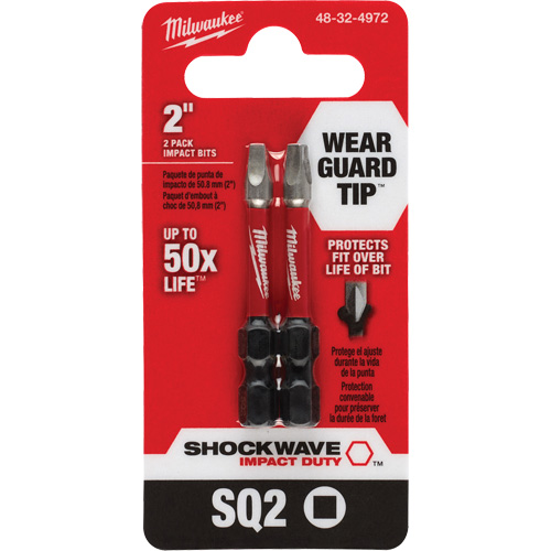 Shockwave Impact Duty Screwdriver Bit, Square, #2, 1/4" Drive Equipment World