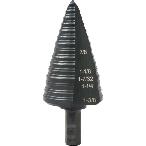 #12 Multi-Hole Step Drill Bit, 7/8" - 1-3/8" , 1/16" Increments, High Speed Steel Equipment World