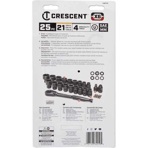 Mechanic's Tool Set, 25 Pcs, 3/8" Drive Size Equipment World