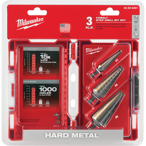 Step Drill Bit Set, 3 Pieces, High Speed Cobalt Equipment World
