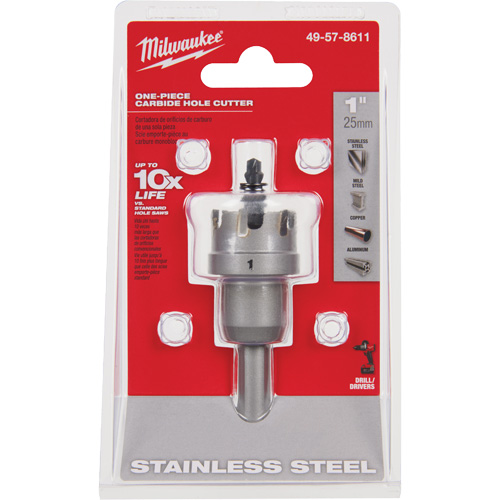 One-Piece Carbide Hole Cutters, 1", 3/16" Depth of Cut Equipment World