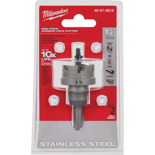 One-Piece Carbide Hole Cutters, 1-1/4", 3/16" Depth of Cut Equipment World