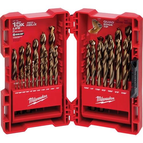 Red Helix Drill Bit Set, 29 Pieces, Cobalt Equipment World