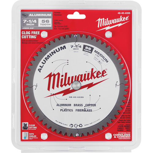 Aluminum Cutting Circular Saw Blade, 7-1/4", 56 Teeth, Plastic/Fibreglass/Non-Ferrous Use Equipment World