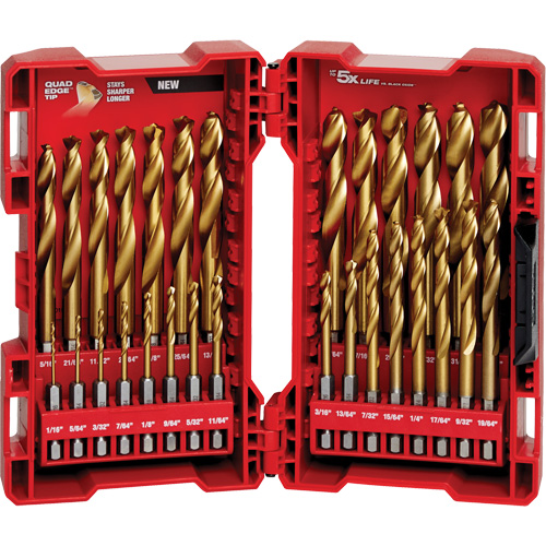 Shockwave Red Helix Drill Bit Set, 29 Pieces, Titanium Equipment World