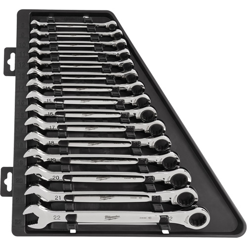 Ratcheting Wrench Set, Combination, 15 Pieces, Metric Equipment World